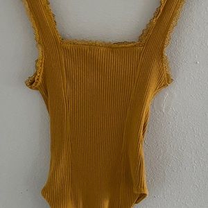 Yellow Lace Tank-Bodysuit